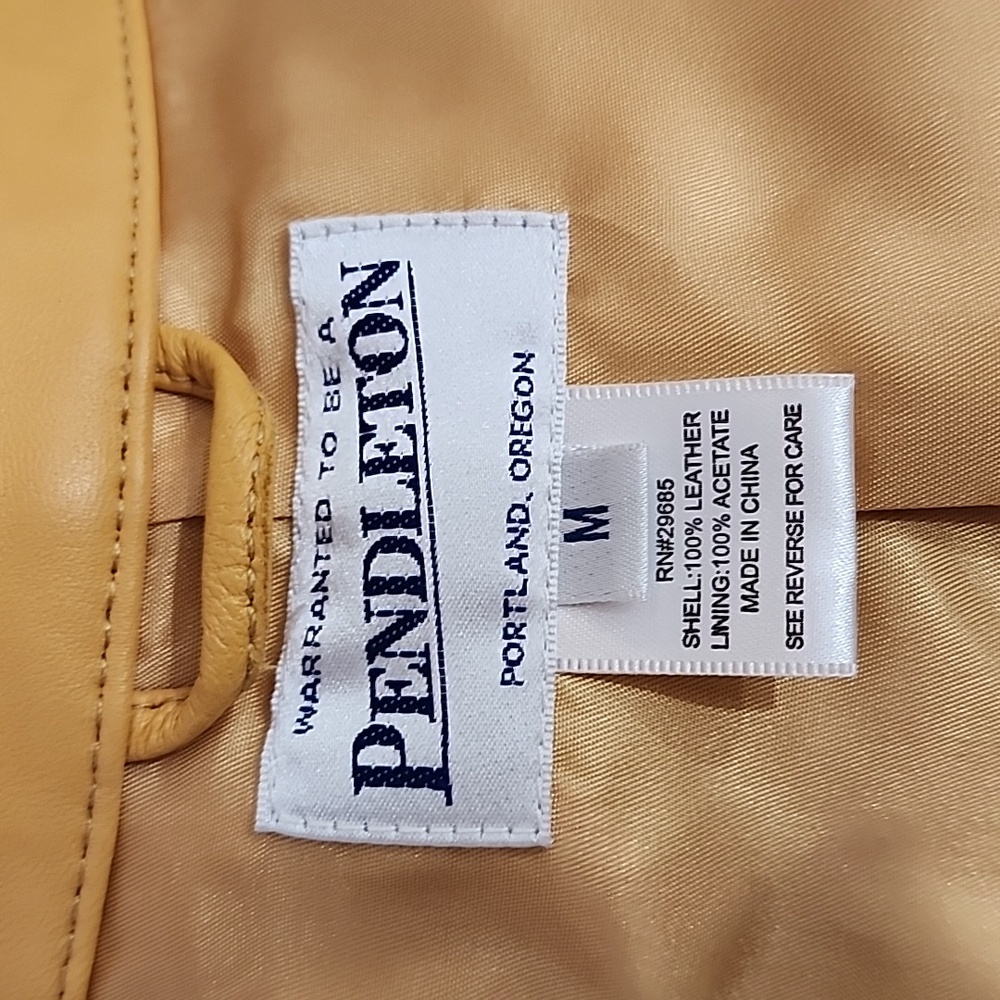 Pendleton Jacket 100% Leather Mustard Yellow Size M - Picture 15 of 16
